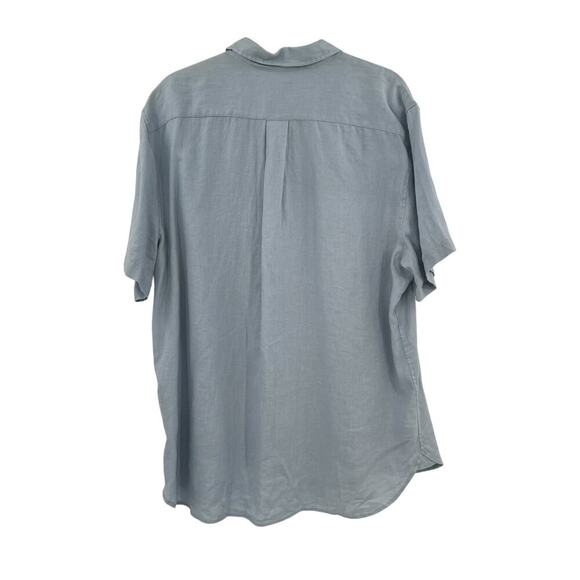 VINCE Short Sleeve Slim Fit Linen Sport Shirt In‎ Feather Blue Size XL - Picture 7 of 11